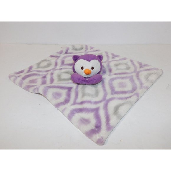 Babys First Nemcor Purple Gray Plush Owl Security Blanket Nunu Baby Lovey - Picture 1 of 6
